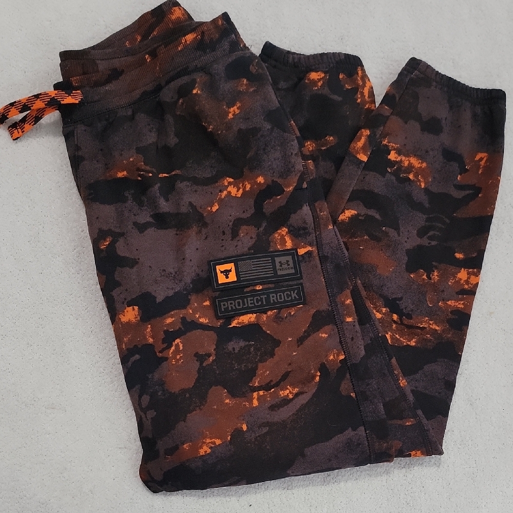 Under Armour Project Rock Camo Joggers - Black and Orange